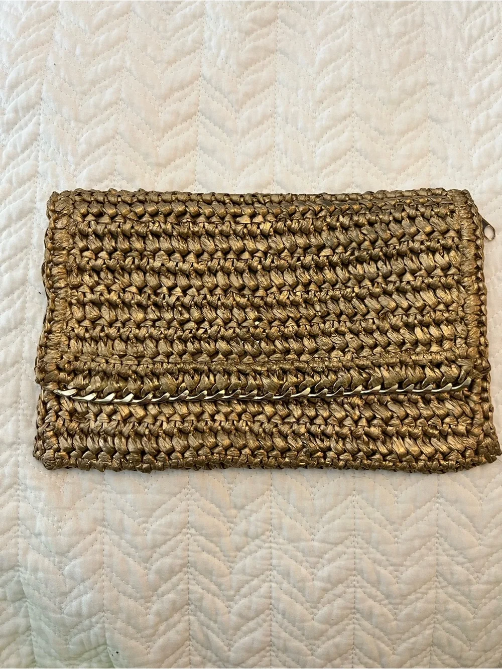 H&M Metallic Gold Woven Clutch
